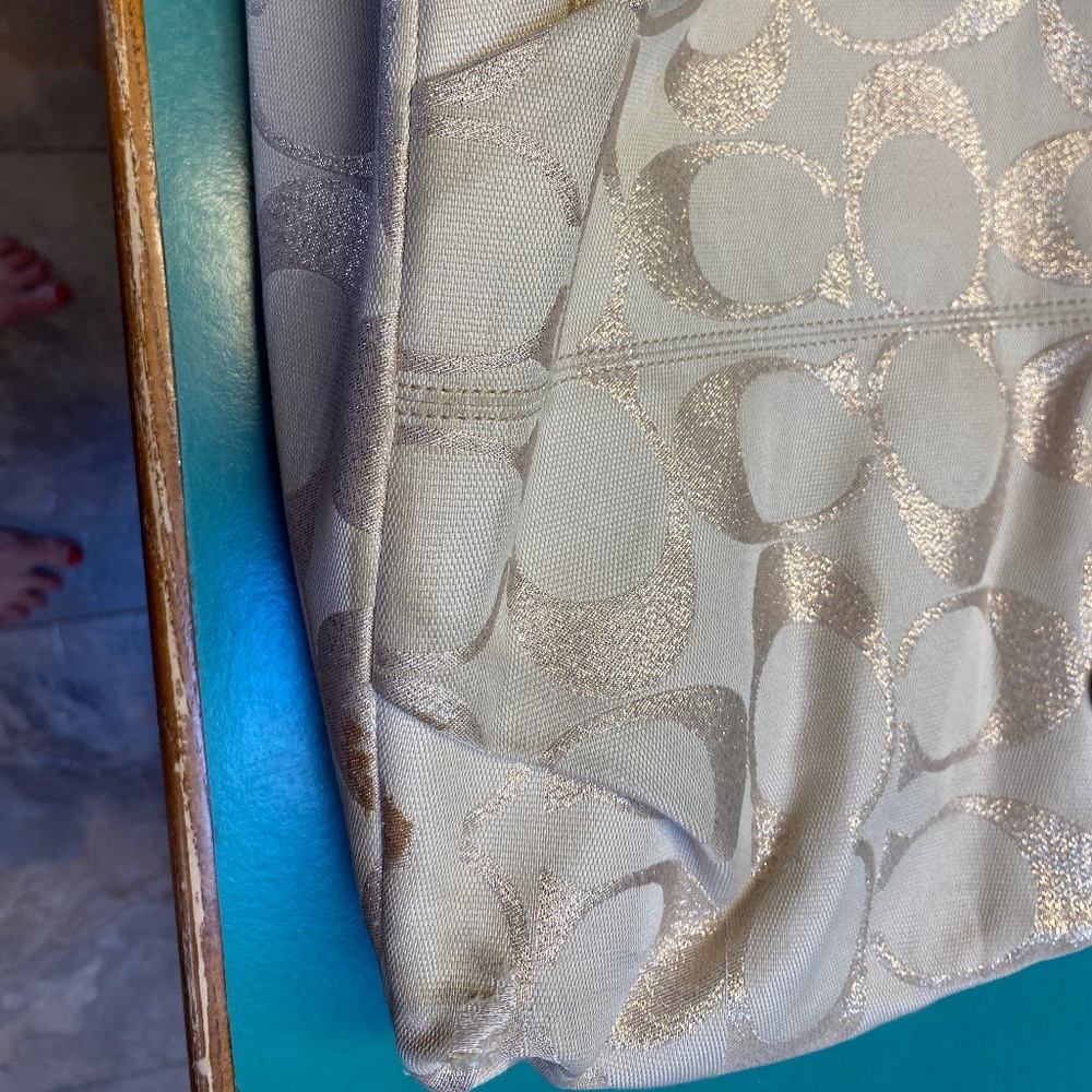 Coach Brooke Signature Sateen Hobo Bag - Metallic Gold Bag - Picture 4 of 5